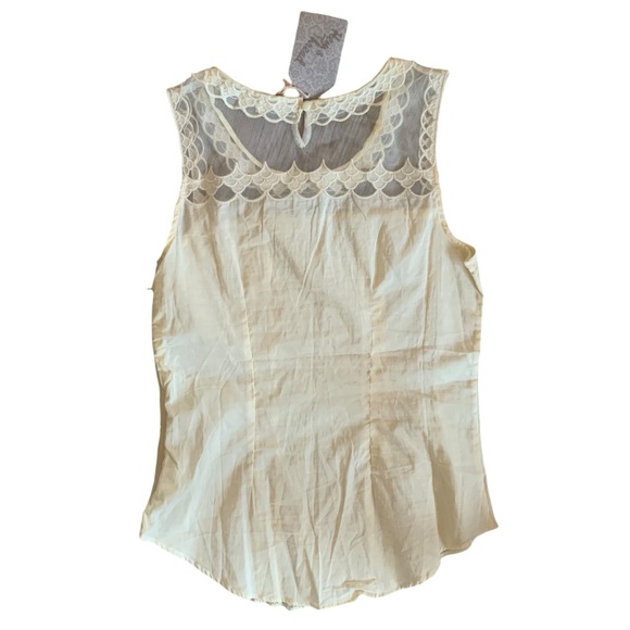 Hem & Thread S cream lace sleeveless scallop crew neck boho coquette fairy - Picture 3 of 9